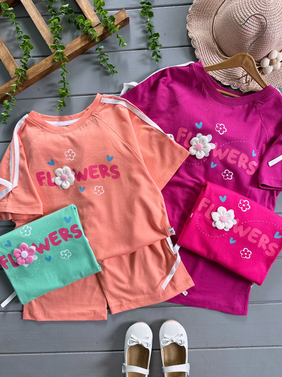 کراپ و شلوارک flowers
